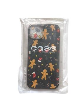 NEW iPhone 14 Case Gingerbread Men Print Black Tan